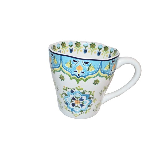 Pier 1 Imports Celeste Coffee Tea Mug Cup 14 oz. Floral Bright Spring - Picture 1 of 8
